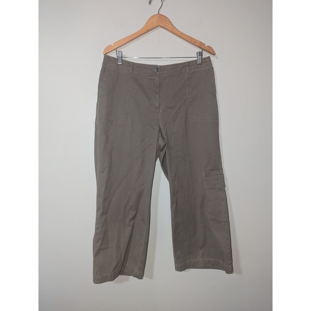 14 J. Jill Green Wide Leg Cotton Ankle Pants